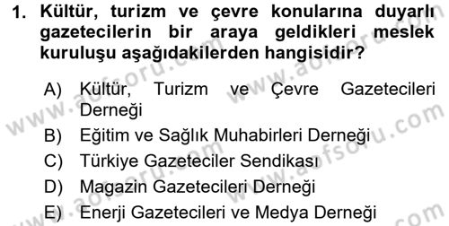 Haber Türleri Dersi 2015 - 2016 Yılı (Vize) Ara Sınav Soruları 1. Soru