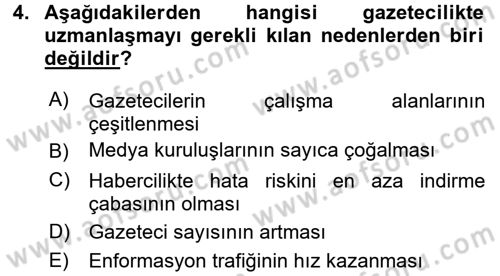Haber Türleri Dersi 2015 - 2016 Yılı (Vize) Ara Sınav Soruları 4. Soru