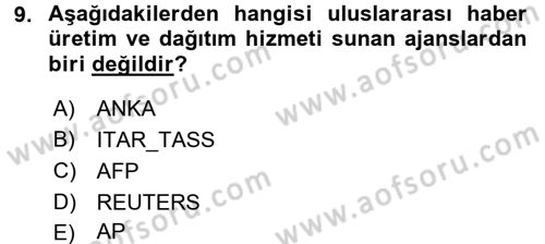 Haber Türleri Dersi 2015 - 2016 Yılı (Vize) Ara Sınavı 9. Soru