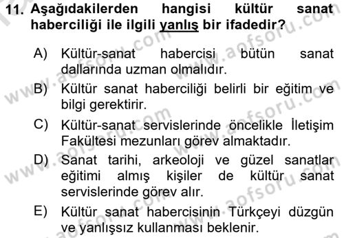 Haber Türleri Dersi 2015 - 2016 Yılı (Final) Dönem Sonu Sınav Soruları 11. Soru