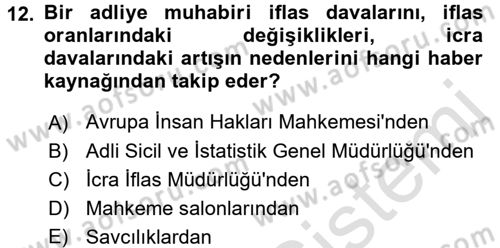 Haber Türleri Dersi 2015 - 2016 Yılı (Final) Dönem Sonu Sınav Soruları 12. Soru