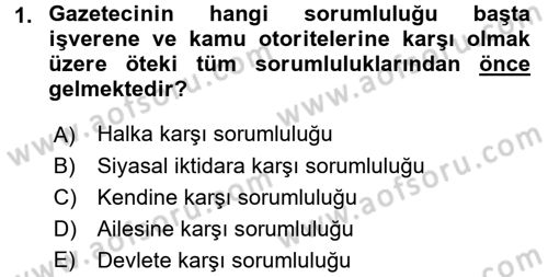 Haber Türleri Dersi 2016 - 2017 Yılı 3 Ders Sınav Soruları 1. Soru