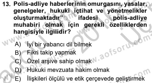 Haber Türleri Dersi 2016 - 2017 Yılı 3 Ders Sınav Soruları 13. Soru