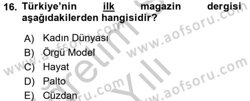 Haber Türleri Dersi 2016 - 2017 Yılı 3 Ders Sınav Soruları 16. Soru