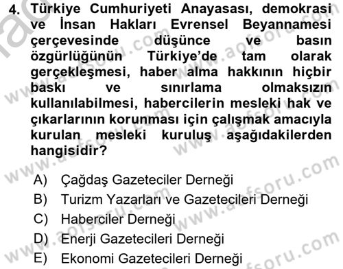 Haber Türleri Dersi 2016 - 2017 Yılı 3 Ders Sınav Soruları 4. Soru