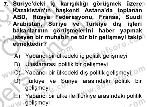 Haber Türleri Dersi 2016 - 2017 Yılı 3 Ders Sınav Soruları 7. Soru