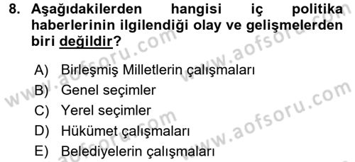 Haber Türleri Dersi 2016 - 2017 Yılı 3 Ders Sınav Soruları 8. Soru