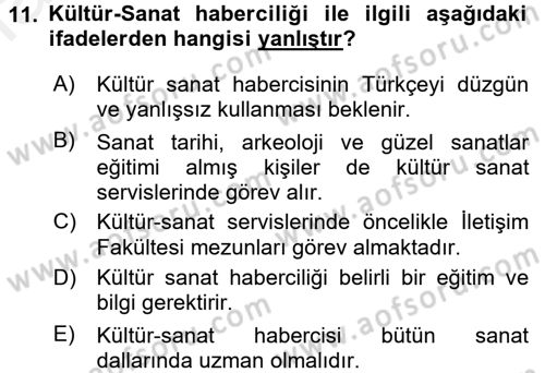 Haber Türleri Dersi 2017 - 2018 Yılı 3 Ders Sınav Soruları 11. Soru