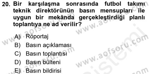 Haber Türleri Dersi 2017 - 2018 Yılı 3 Ders Sınav Soruları 20. Soru