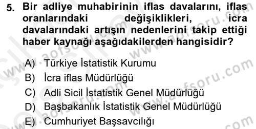 Haber Türleri Dersi 2017 - 2018 Yılı 3 Ders Sınav Soruları 5. Soru