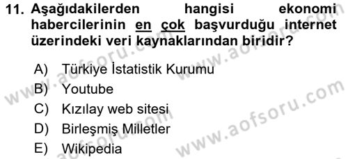 Haber Türleri Dersi 2017 - 2018 Yılı (Vize) Ara Sınav Soruları 11. Soru