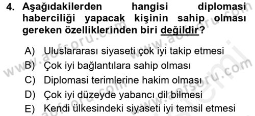 Haber Türleri Dersi 2017 - 2018 Yılı (Vize) Ara Sınav Soruları 4. Soru