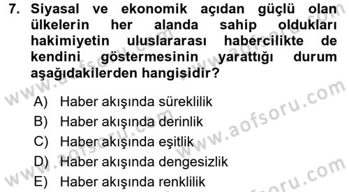 Haber Türleri Dersi 2017 - 2018 Yılı (Vize) Ara Sınav Soruları 7. Soru