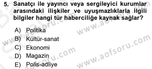 Haber Türleri Dersi 2017 - 2018 Yılı (Final) Dönem Sonu Sınav Soruları 5. Soru