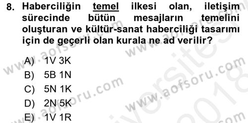 Haber Türleri Dersi 2017 - 2018 Yılı (Final) Dönem Sonu Sınav Soruları 8. Soru