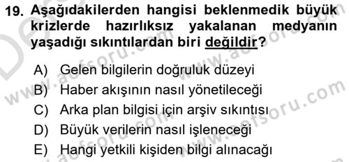 Haber Türleri Dersi 2018 - 2019 Yılı 3 Ders Sınav Soruları 19. Soru