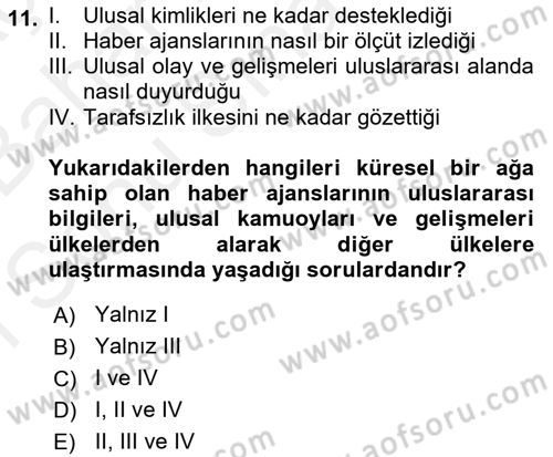 Haber Türleri Dersi 2018 - 2019 Yılı (Final) Dönem Sonu Sınav Soruları 11. Soru