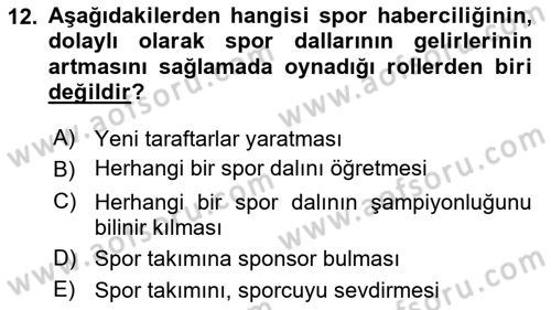 Haber Türleri Dersi 2018 - 2019 Yılı (Final) Dönem Sonu Sınav Soruları 12. Soru