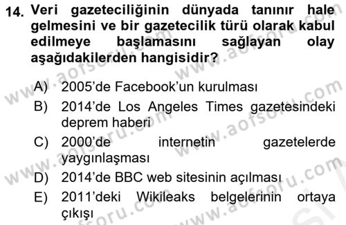 Haber Türleri Dersi 2018 - 2019 Yılı (Final) Dönem Sonu Sınav Soruları 14. Soru
