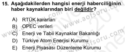 Haber Türleri Dersi 2018 - 2019 Yılı (Final) Dönem Sonu Sınav Soruları 15. Soru