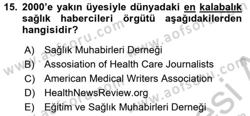 Haber Türleri Dersi 2018 - 2019 Yılı Yaz Okulu Sınav Soruları 15. Soru