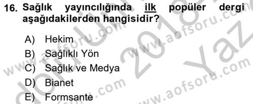 Haber Türleri Dersi 2018 - 2019 Yılı Yaz Okulu Sınav Soruları 16. Soru