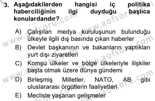 Haber Türleri Dersi 2018 - 2019 Yılı Yaz Okulu Sınav Soruları 3. Soru