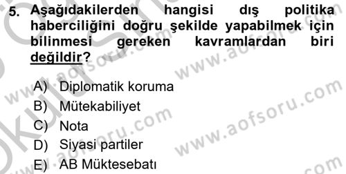 Haber Türleri Dersi 2018 - 2019 Yılı Yaz Okulu Sınav Soruları 5. Soru