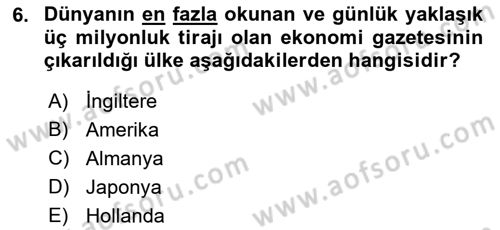 Haber Türleri Dersi 2018 - 2019 Yılı Yaz Okulu Sınav Soruları 6. Soru