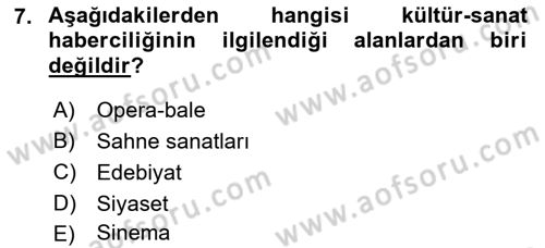 Haber Türleri Dersi 2018 - 2019 Yılı Yaz Okulu Sınav Soruları 7. Soru