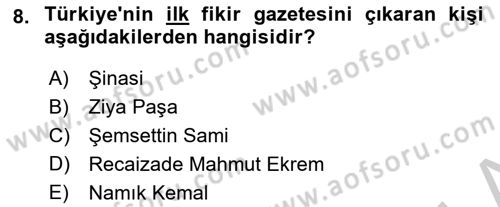Haber Türleri Dersi 2018 - 2019 Yılı Yaz Okulu Sınav Soruları 8. Soru