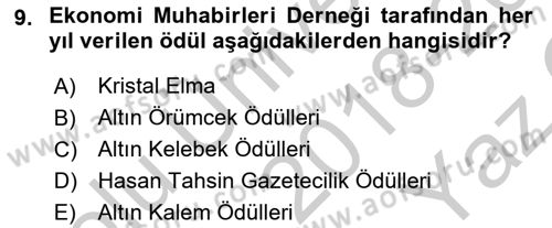 Haber Türleri Dersi 2018 - 2019 Yılı Yaz Okulu Sınav Soruları 9. Soru