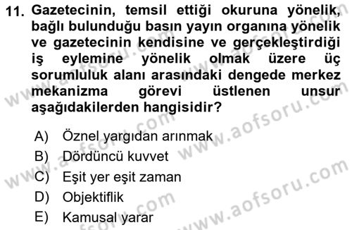 Haber Türleri Dersi 2020 - 2021 Yılı Yaz Okulu Sınav Soruları 11. Soru
