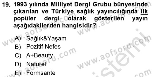 Haber Türleri Dersi 2020 - 2021 Yılı Yaz Okulu Sınav Soruları 19. Soru
