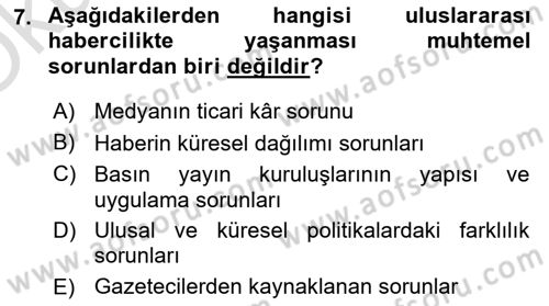 Haber Türleri Dersi 2020 - 2021 Yılı Yaz Okulu Sınav Soruları 7. Soru