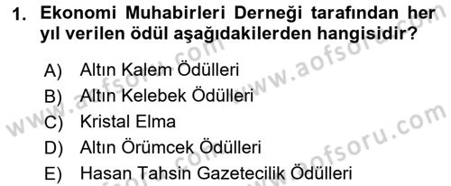 Haber Türleri Dersi 2021 - 2022 Yılı (Vize) Ara Sınav Soruları 1. Soru