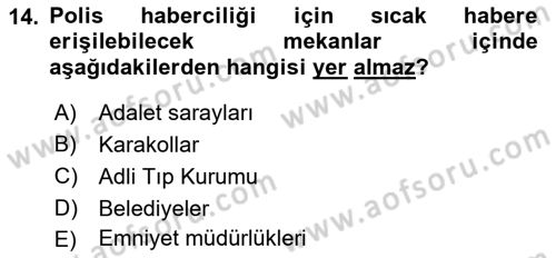 Haber Türleri Dersi 2021 - 2022 Yılı (Vize) Ara Sınav Soruları 14. Soru