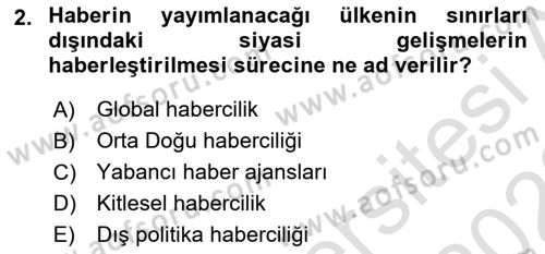 Haber Türleri Dersi 2021 - 2022 Yılı (Vize) Ara Sınav Soruları 2. Soru
