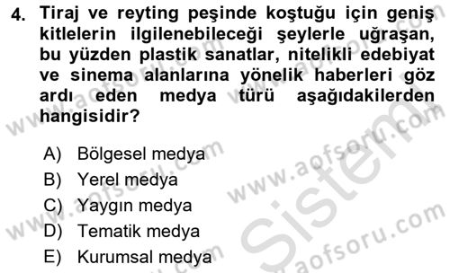 Haber Türleri Dersi 2021 - 2022 Yılı (Vize) Ara Sınav Soruları 4. Soru