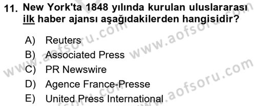 Haber Türleri Dersi 2021 - 2022 Yılı (Final) Dönem Sonu Sınav Soruları 11. Soru