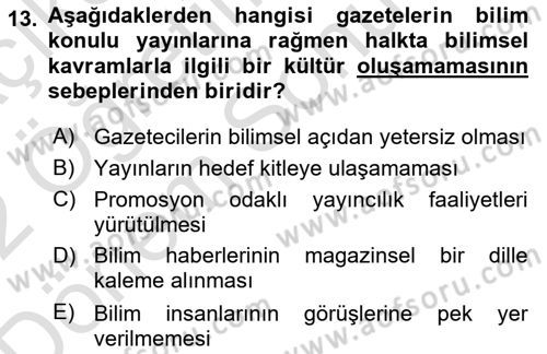 Haber Türleri Dersi 2021 - 2022 Yılı (Final) Dönem Sonu Sınav Soruları 13. Soru