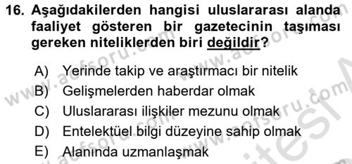 Haber Türleri Dersi 2021 - 2022 Yılı (Final) Dönem Sonu Sınav Soruları 16. Soru