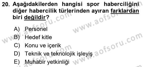 Haber Türleri Dersi 2021 - 2022 Yılı (Final) Dönem Sonu Sınav Soruları 20. Soru