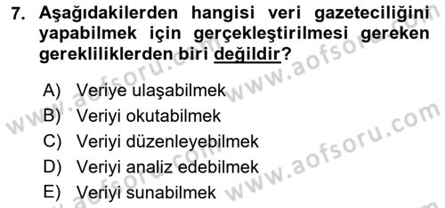 Haber Türleri Dersi 2021 - 2022 Yılı (Final) Dönem Sonu Sınav Soruları 7. Soru