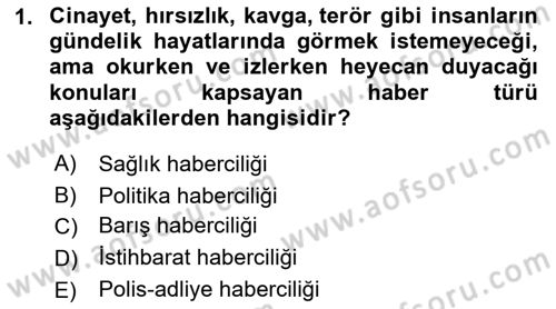 Haber Türleri Dersi 2021 - 2022 Yılı Yaz Okulu Sınav Soruları 1. Soru