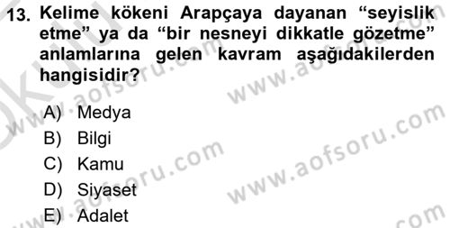 Haber Türleri Dersi 2021 - 2022 Yılı Yaz Okulu Sınav Soruları 13. Soru