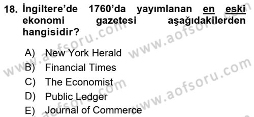 Haber Türleri Dersi 2021 - 2022 Yılı Yaz Okulu Sınav Soruları 18. Soru