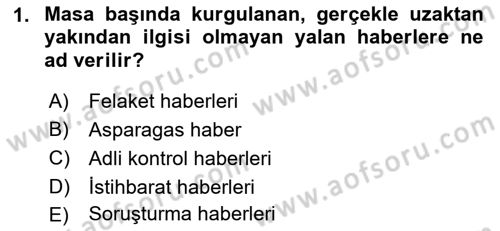 Haber Türleri Dersi 2022 - 2023 Yılı Yaz Okulu Sınav Soruları 1. Soru