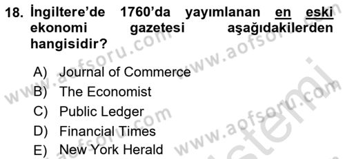 Haber Türleri Dersi 2022 - 2023 Yılı Yaz Okulu Sınav Soruları 18. Soru