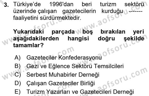 Haber Türleri Dersi 2022 - 2023 Yılı Yaz Okulu Sınav Soruları 3. Soru